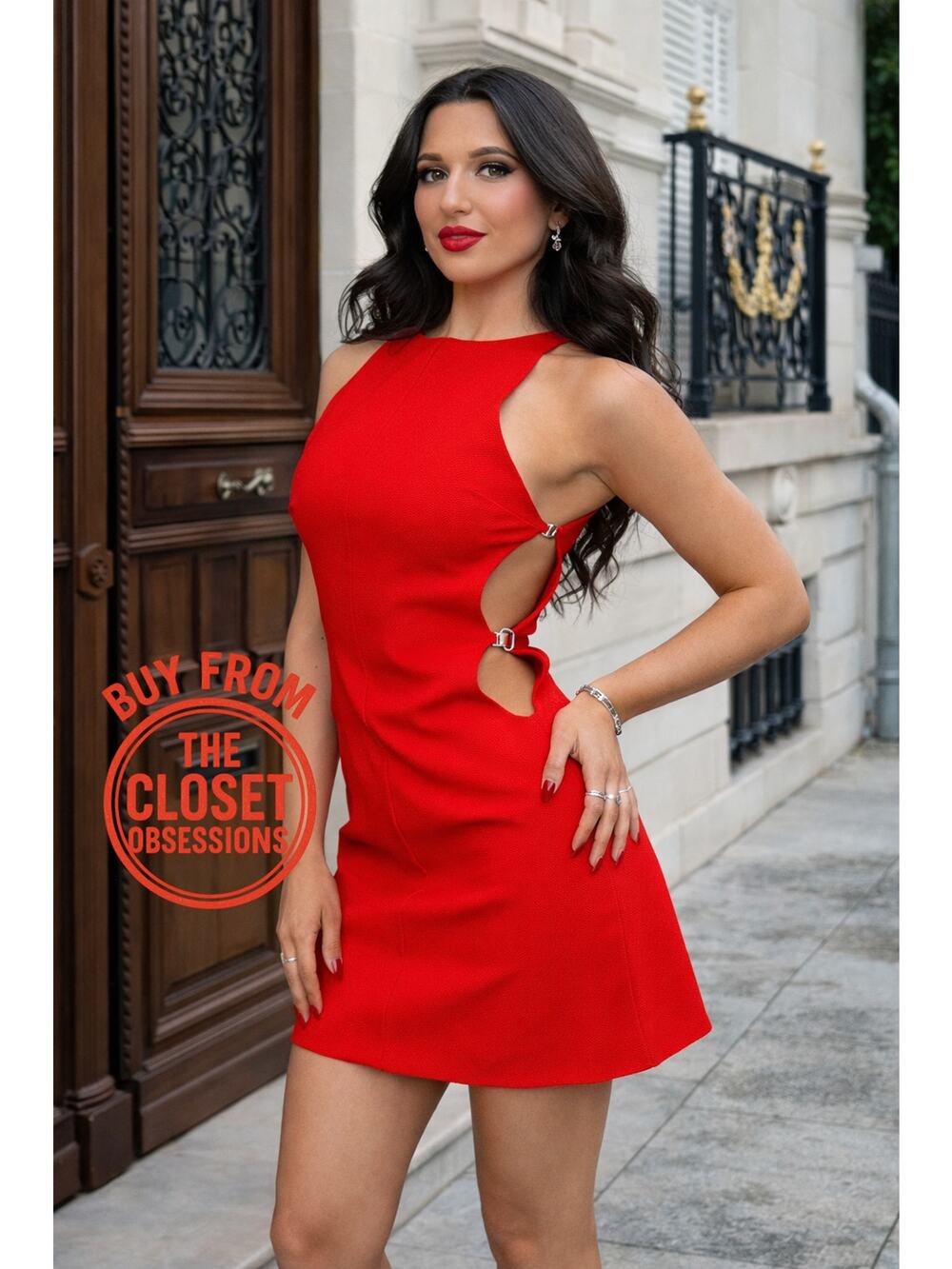 ZARA Red Cutout Mini Dress NWT Ring Detail Party Vacation Dress M